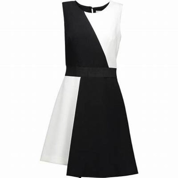 MILLY NEW Black & White Asymmetrical Sleeveless Colorblock Dress Size 8 - Picture 2 of 12